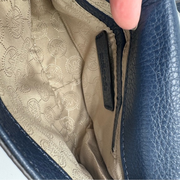 Michael Kors Fulton Crossbody Bag Dark Blue Leather Purse - Picture 8 of 15